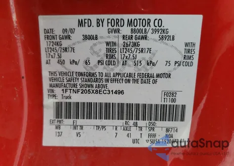 1FTNF205X8EC31496
